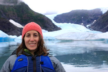 Grace Graham in front of glacier